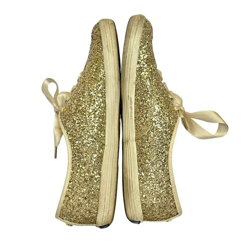 Kate Spade x Keds Champion Gold Glitter Womens Sneakers Trainers Shoes Size 6